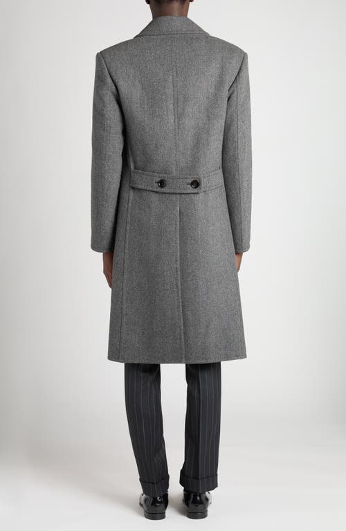 Tom Ford Double Breasted Grey Wool Herringbone Overcoat In Gray