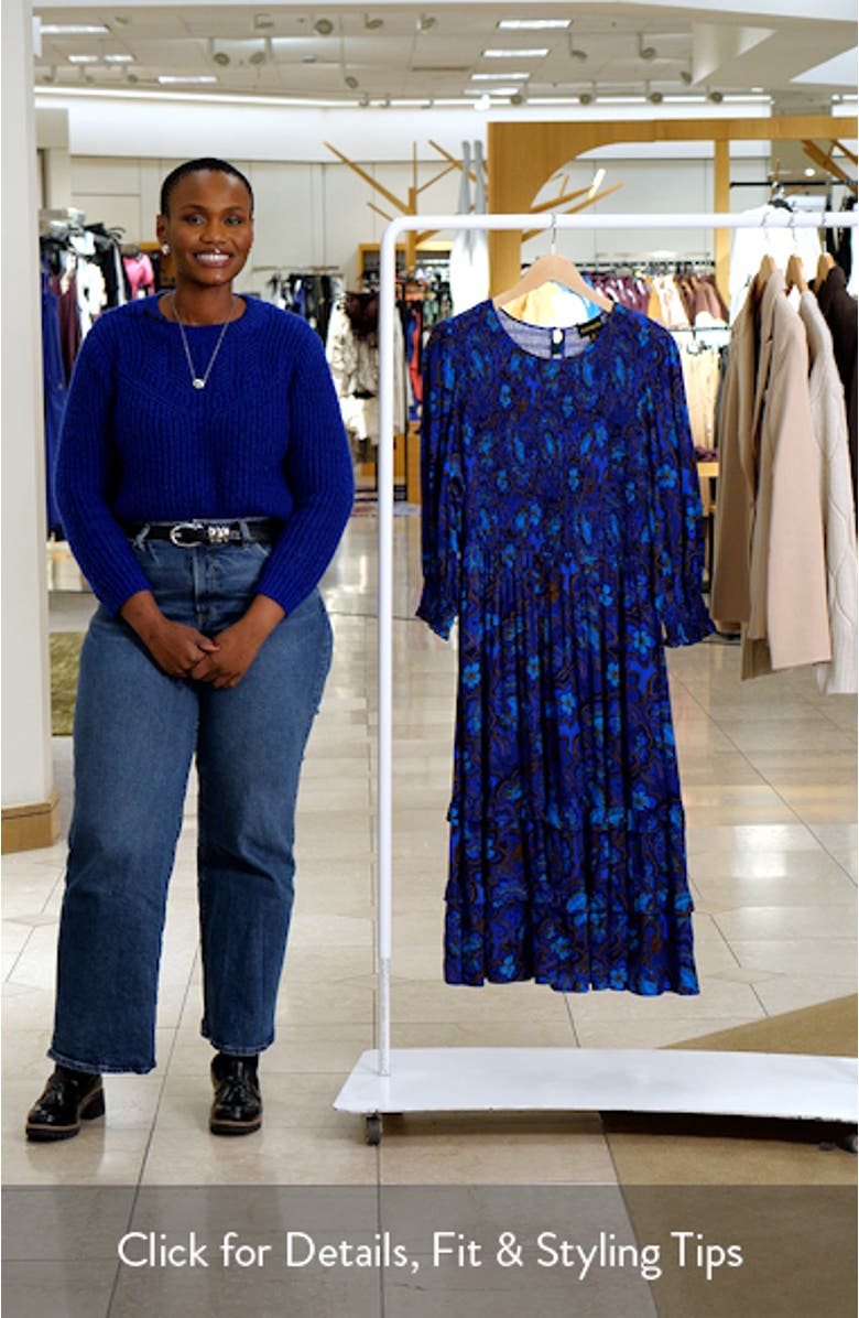 Bluford Smocked Long Sleeve Midi Dress, sales video thumbnail