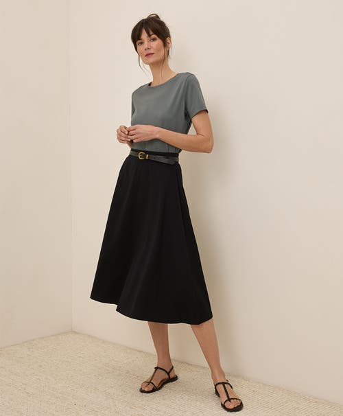 Pact Organic Cotton Fit & Flare Midi Skirt In Black