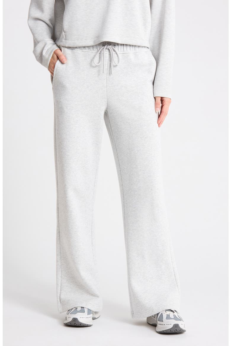 Feather Fleece Relaxed Flare Pants, Main, color, GREY LIGHT HEATHER