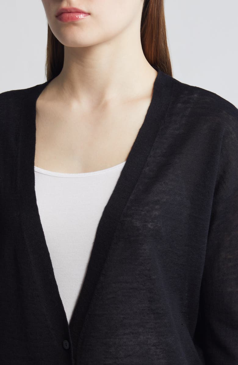 Eileen Fisher V-Neck Organic Linen 
Organic Cotton Cardigan, Alternate, color, 