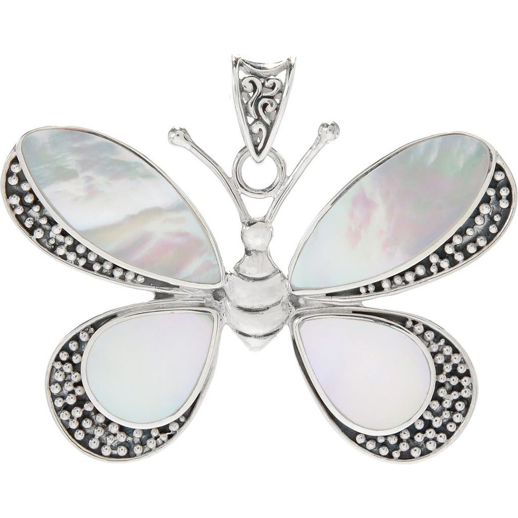 Samuel B. Sterling Silver Mother Of Pearl Butterfly Pendant In White