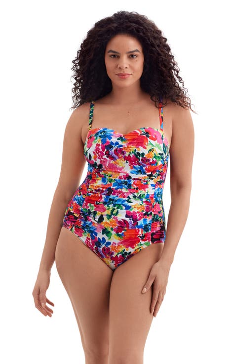 Shirred Sweetheart Tank Long Torso One-Piece Swimsuit