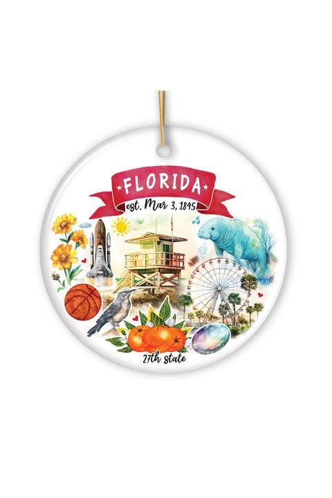 Florida Sunshine State Landmarks Ornament