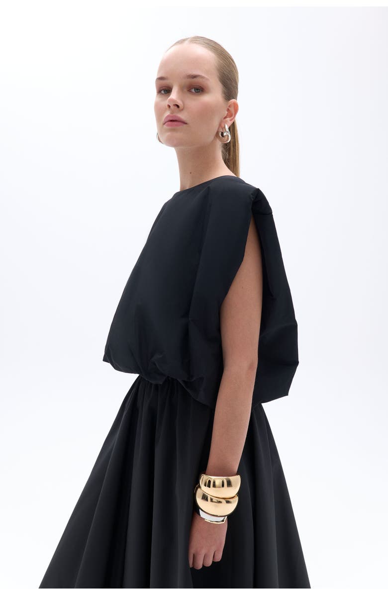 Nocturne Taffeta Crewneck Blouse, Alternate, color,