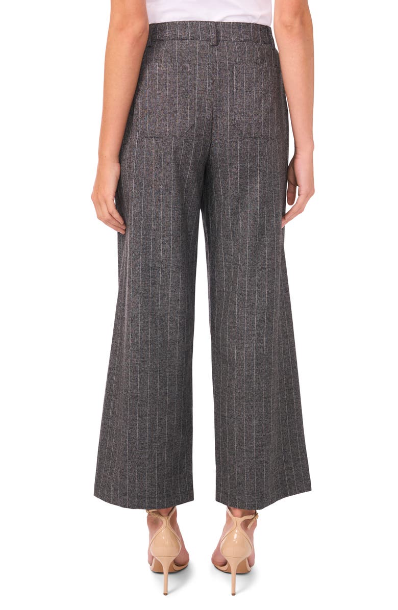 Vince Camuto Stripe Patch Pocket Crop Wide Leg Pants, Alternate, color, Rich Black/ White