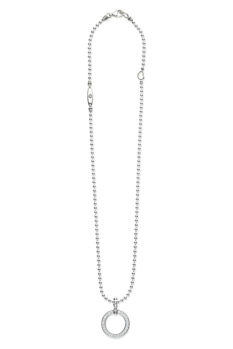 Caviar Spark Diamond Circle Pendant Necklace, Alternate, color, SILVER