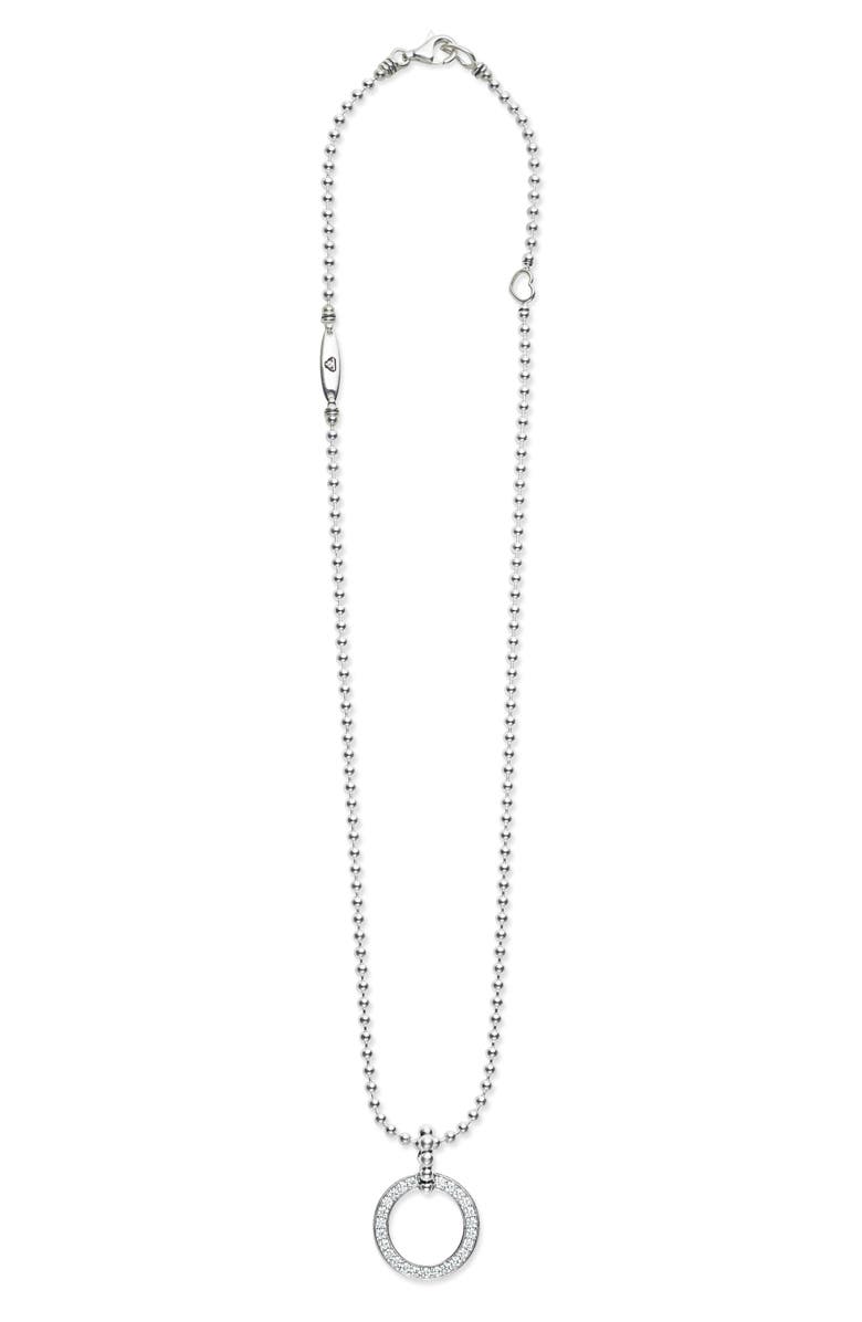LAGOS Caviar Spark Diamond Circle Pendant Necklace, Alternate, color, Silver