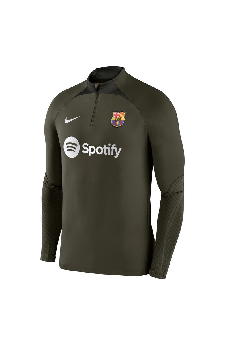 Nike Men's Nike Olive Barcelona Strike Drill 2023/24 Performance Quarter-Zip Long Sleeve Top, Alternate, color, 