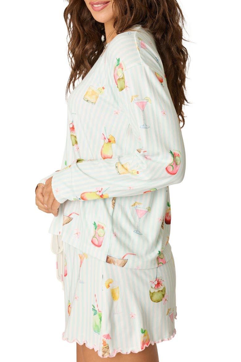 It's 5 Somewhere Print Long Sleeve Pajama Top, Alternate, color, LIGHT AQUA