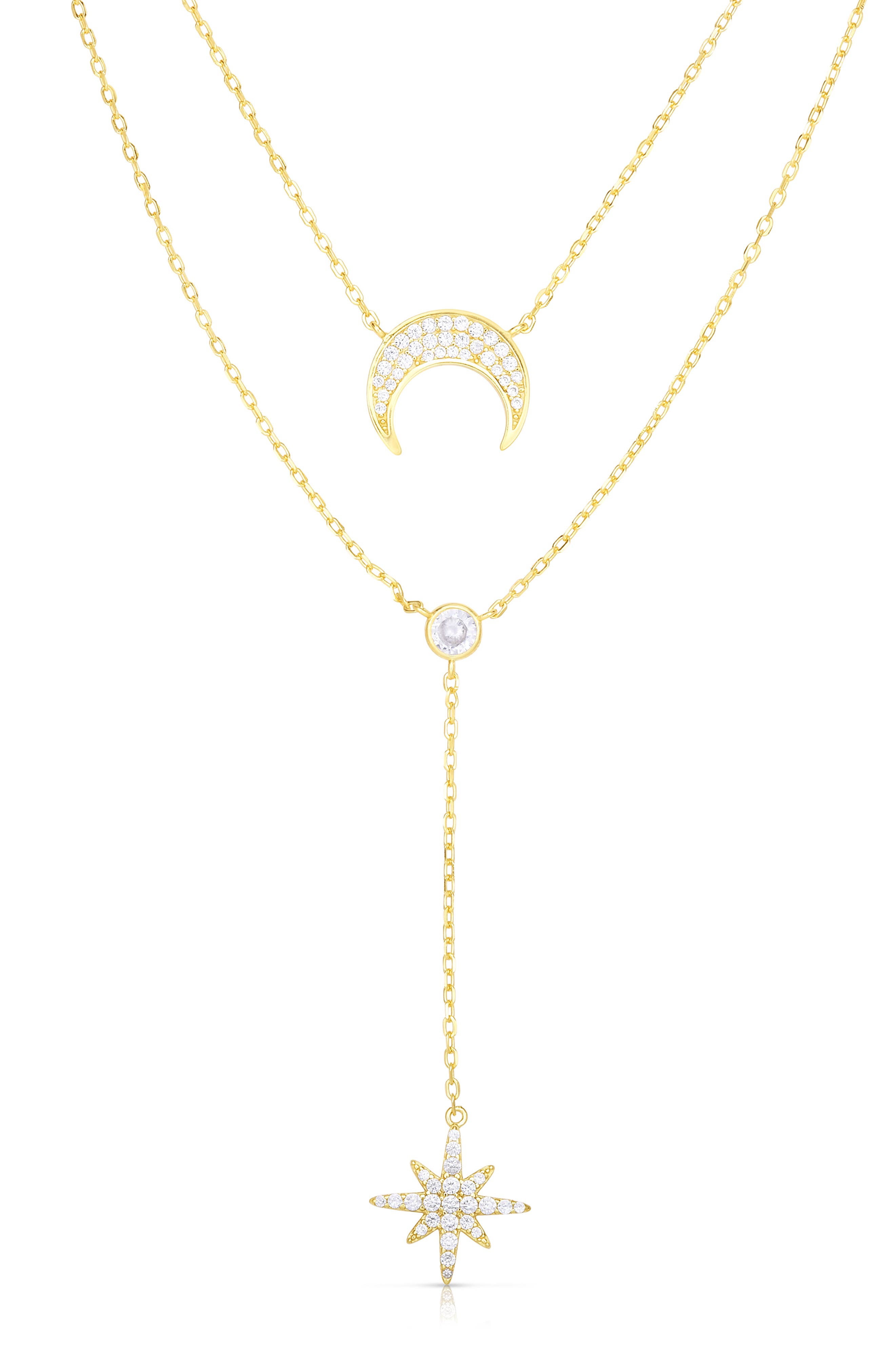 Sphera Milano Celestial Double Layer Necklace In Gold