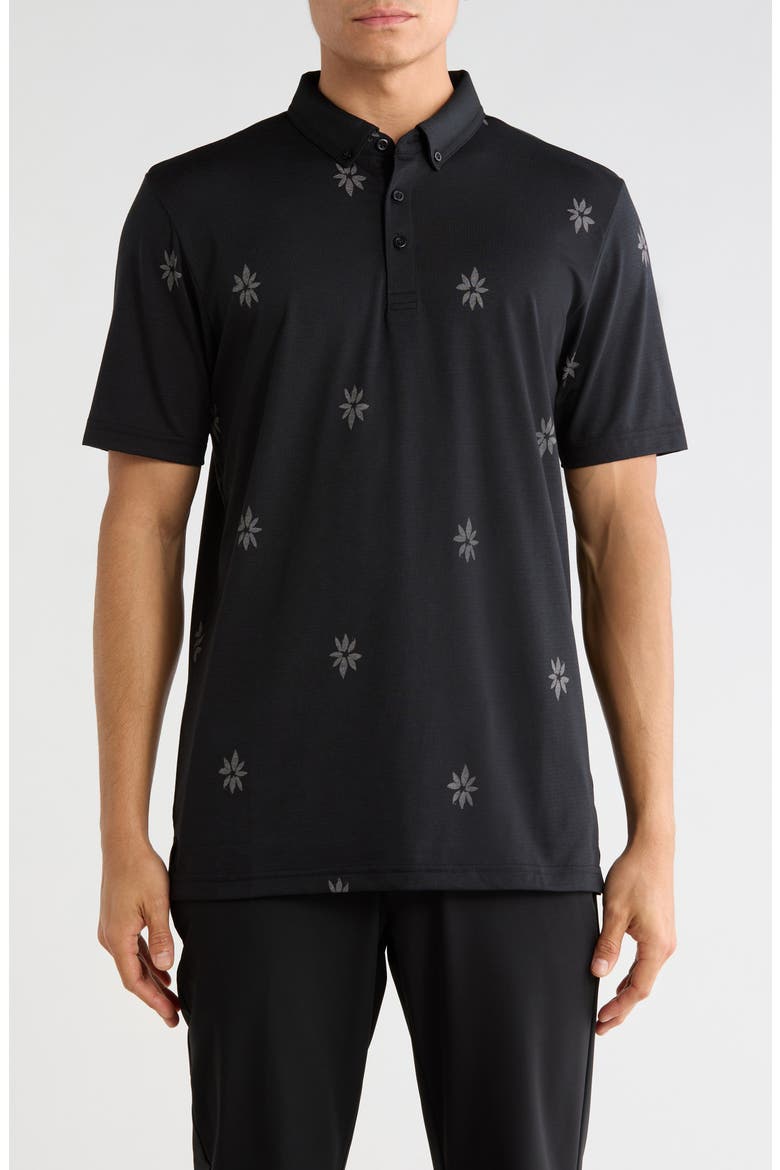 Rome Around Floral Polo, Main, color, BLACK