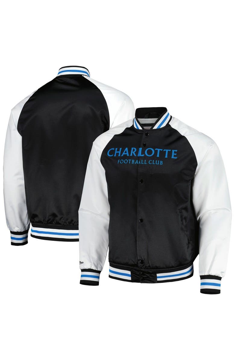 Mitchell & Ness Men's Mitchell & Ness Black Charlotte FC Satin Raglan Full-Snap Jacket, Main, color,
