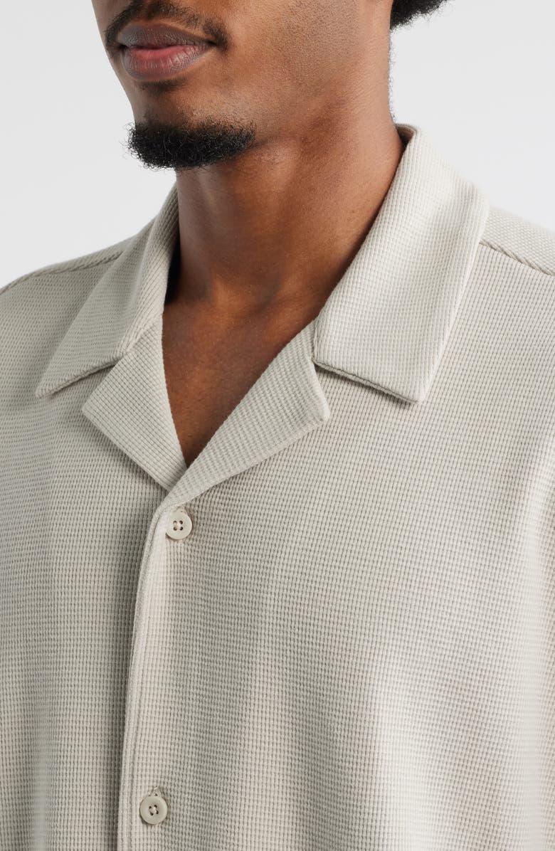 BP. Waffle Knit Camp Shirt, Alternate, color, Grey Owl