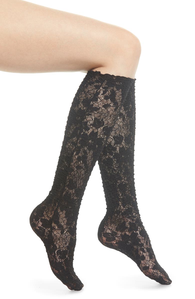 Wolford Camelia Lace Knee High Socks, Main, color, 