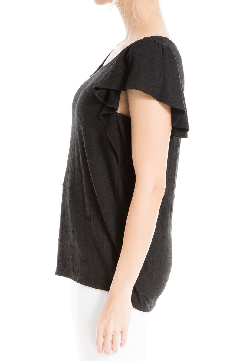 MAX STUDIO Flutter Sleeve Jersey Crinkle Top, Alternate, color, 