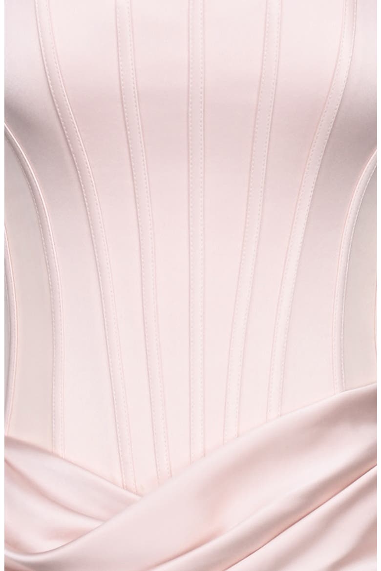Kira Corset Bodice Satin Gown, Alternate, color, BLUSH