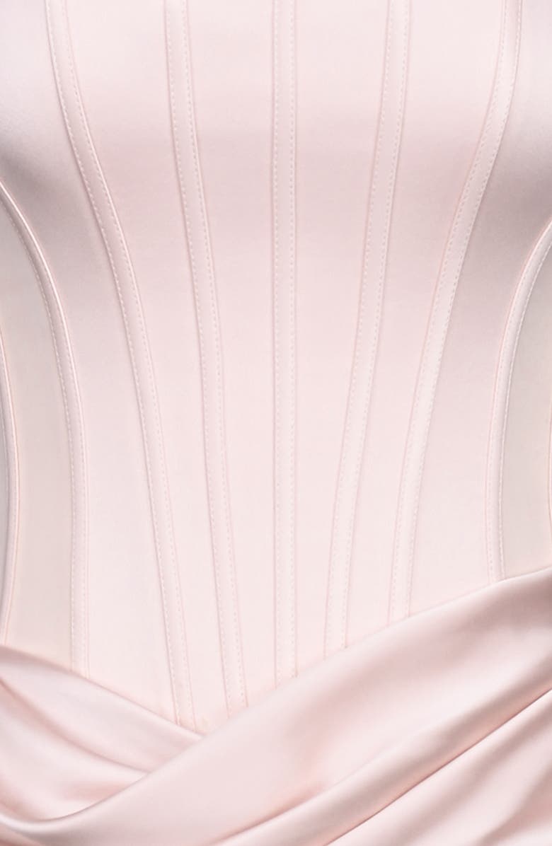 HOUSE OF CB Kira Corset Bodice Satin Gown, Alternate, color, Blush