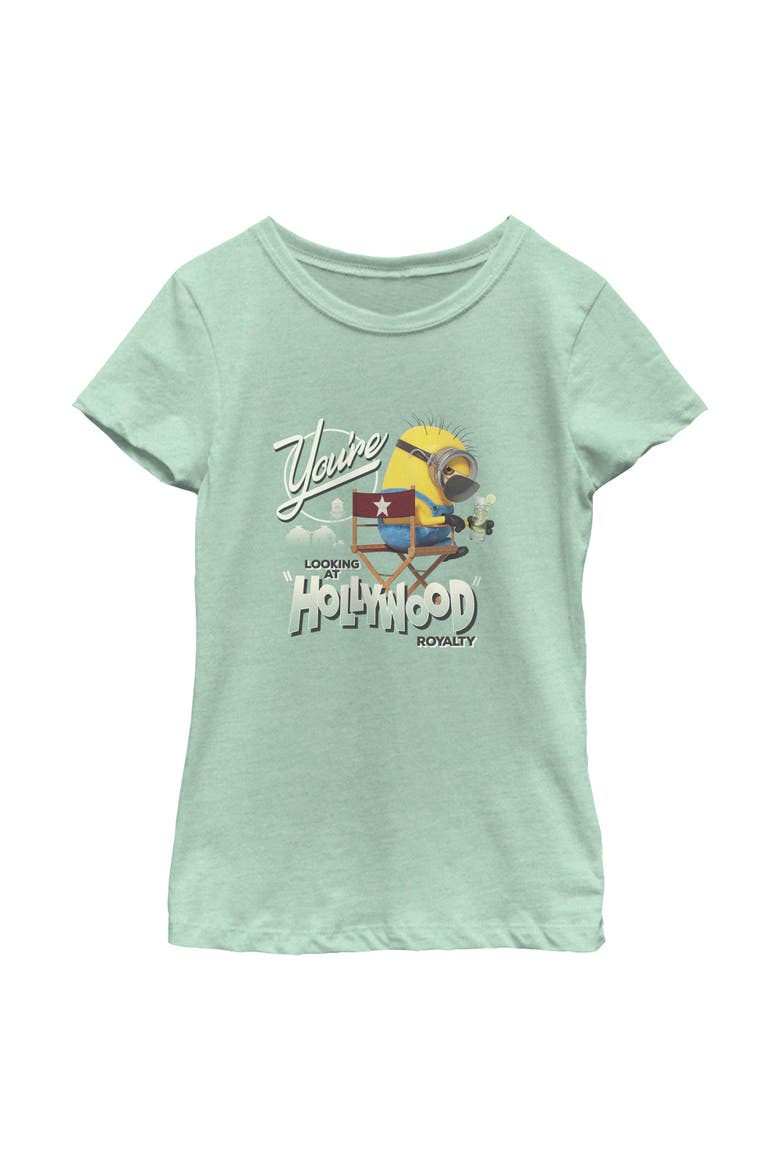 Girl's Minions & Monsters Looking At Hollywood Royalty  Graphic T-Shirt, Main, color, Mint