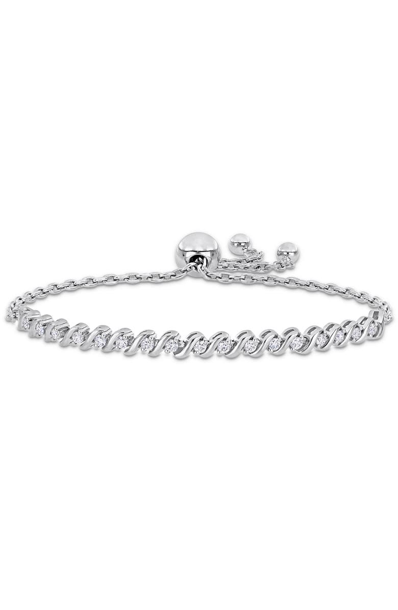 Julianna B. Moissanite S Link Adjustable Bolo Bracelet, Main, color, Sterling Silver