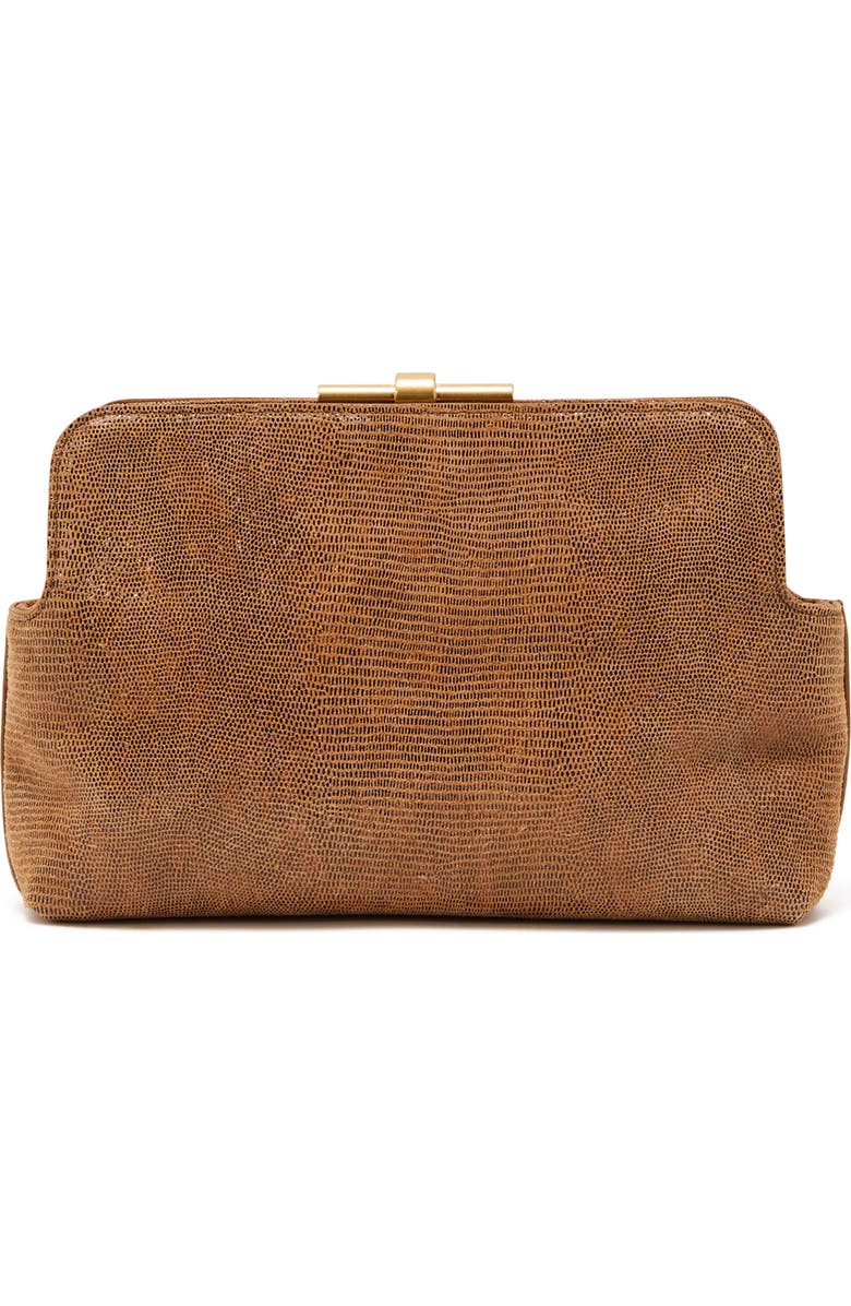 Reiss Bethany Embossed Leather Frame Clutch, Main, color,