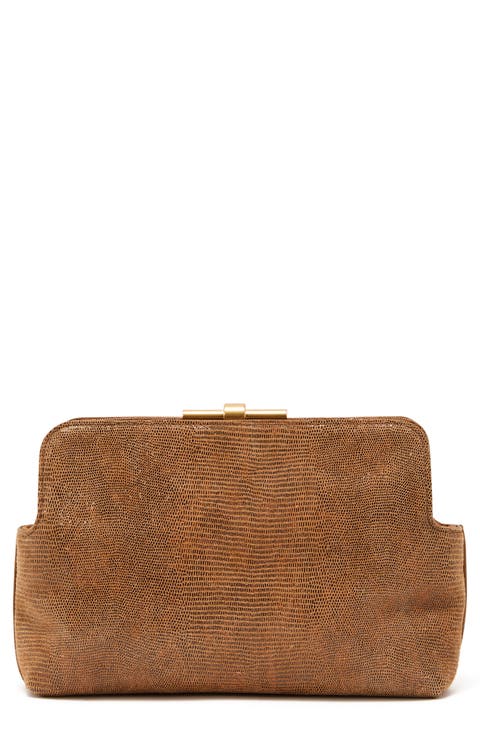 Bethany Embossed Leather Frame Clutch