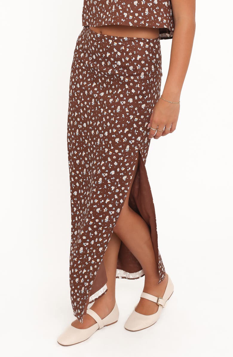 Petal & Pup Madison Floral Maxi Skirt, Alternate, color, Brown Floral