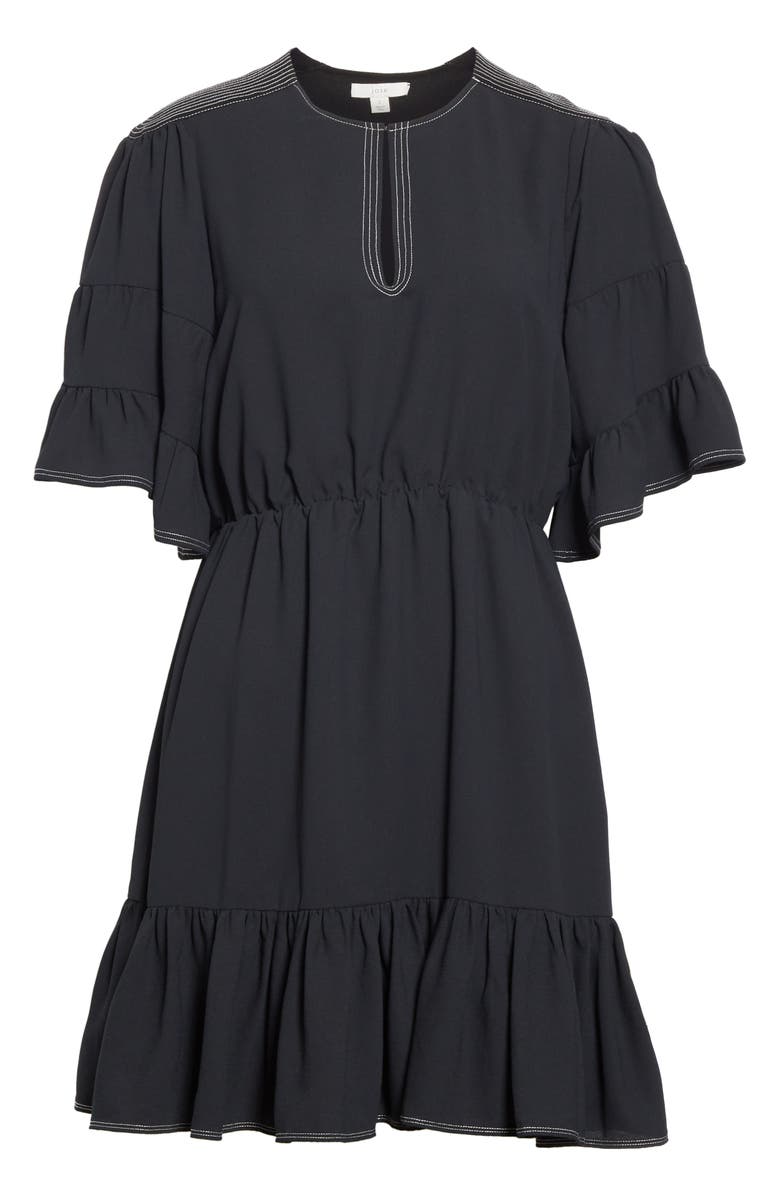 Joie Tersea Topstitch Detail Ruffle Hem Dress, Alternate, color,