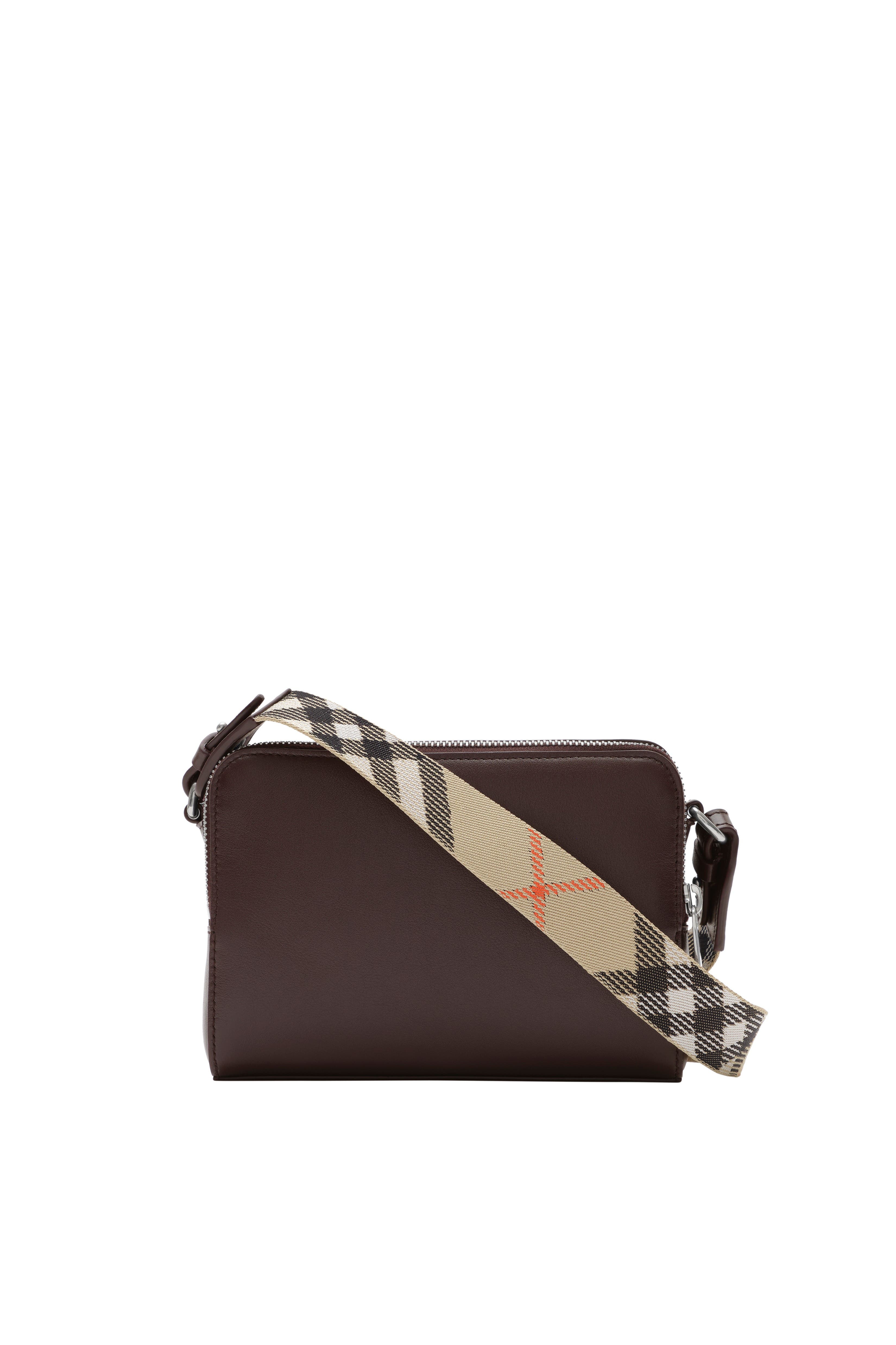 Burberry Pop Check Crossbody Bag, Alternate, color, Peat Brown/Sand Beige