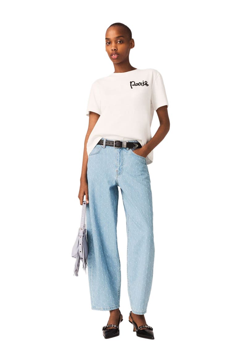 T-shirt with embroidered Paris logo, Main, color, White