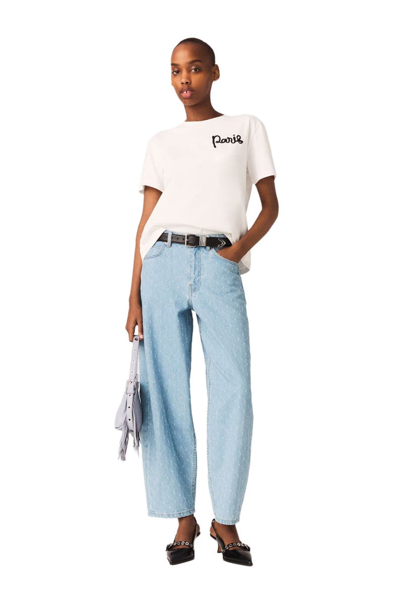 maje T-shirt with embroidered Paris logo, Main, color, White