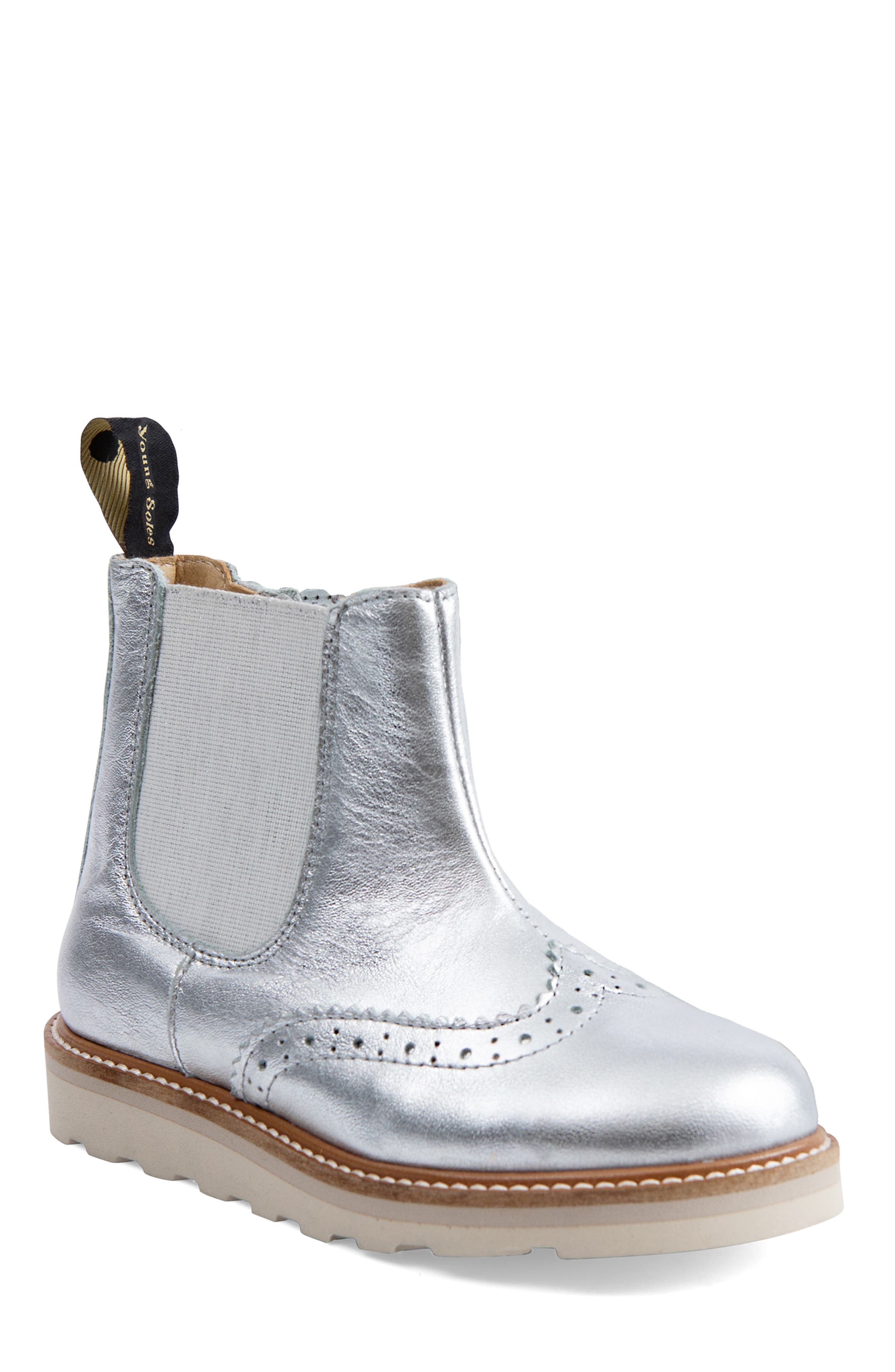 Young Soles Francis Kids Chelsea Boot, Main, color, Silver