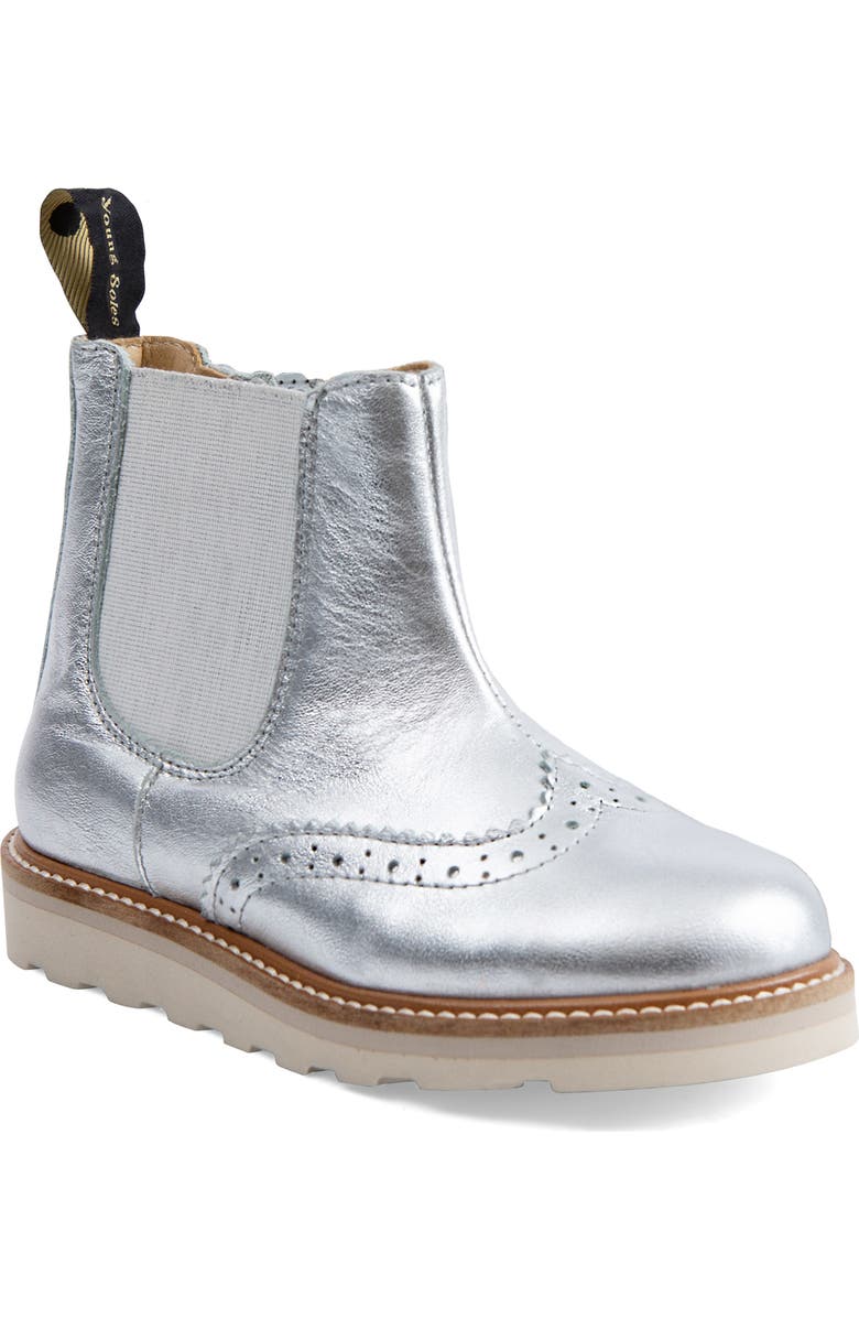 Young Soles Francis Kids Chelsea Boot, Main, color, Silver
