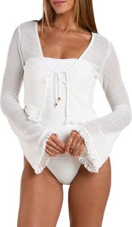 Sunshine 79 Flora Flair Crop Open Stitch Cover-Up Top