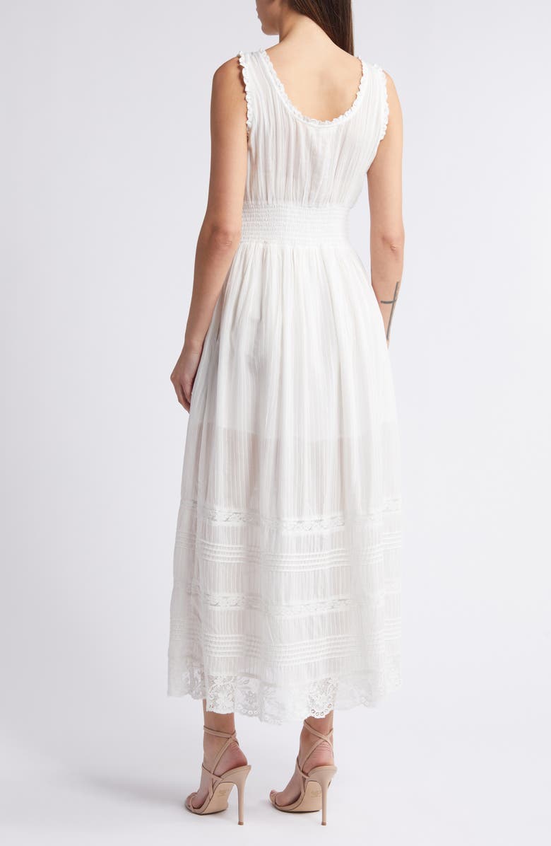 LoveShackFancy Santelle Pleated Lace Cotton Dress, Alternate, color,