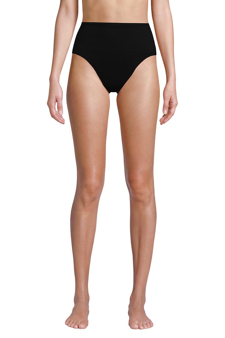 Cheeky High Waisted Bikini Bottoms, Alternate, color, Black
