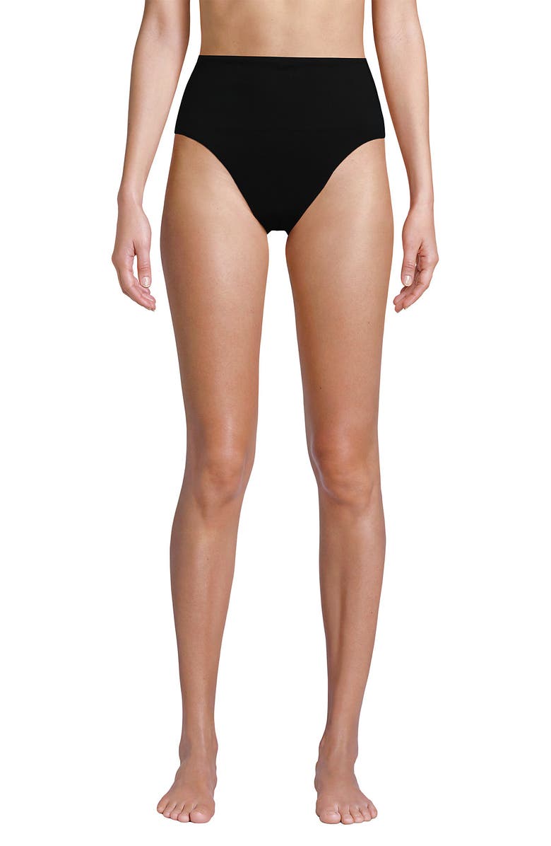 Lands' End Cheeky High Waisted Bikini Bottoms, Alternate, color, Black