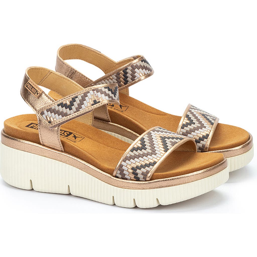 Pikolinos Gomera Platform Wedge Sandal In Champagne