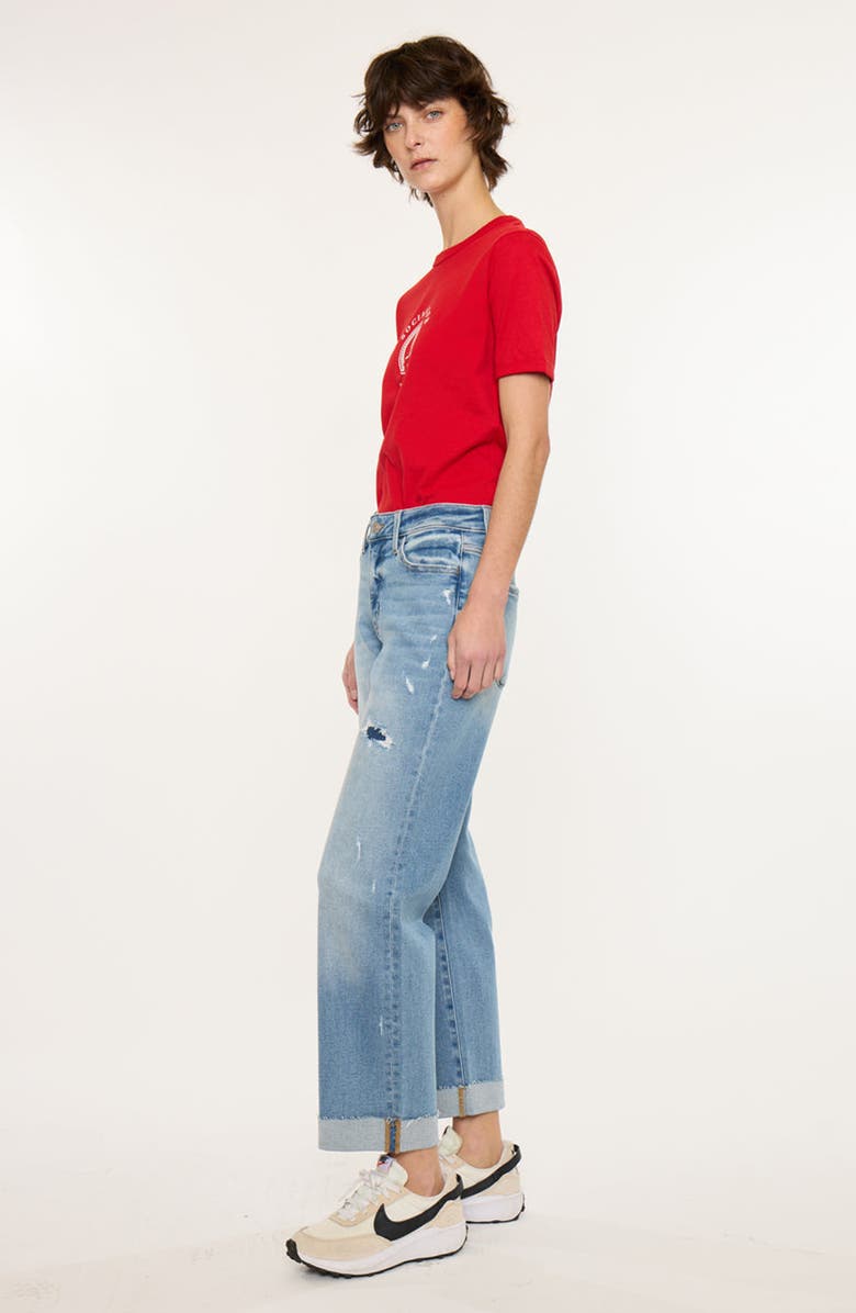 KanCan Rocio Essentials Mid Rise Cropped Straight Leg Jeans, Alternate, color, Medium Wash