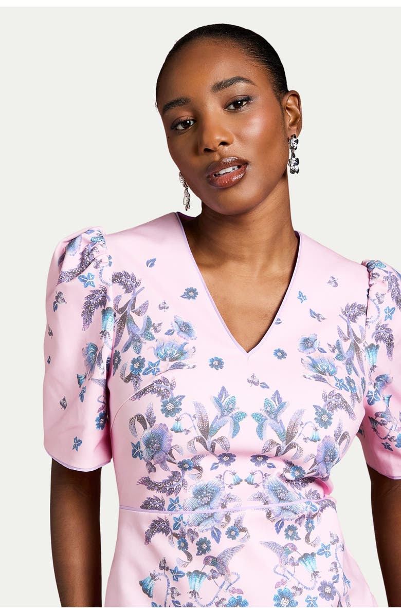 Coast Puff Sleeve Floral Cotton Pencil Dress, Alternate, color, Lilac