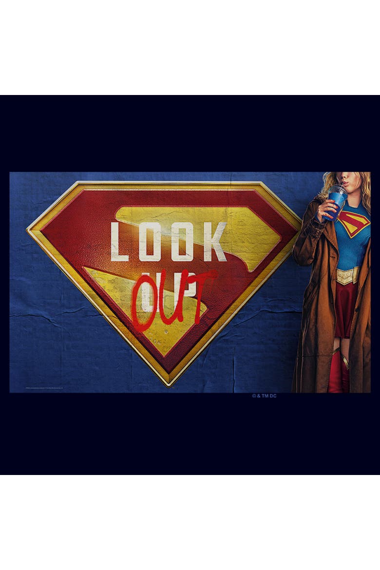 Men's Supergirl Look Out Graffiti Poster  Graphic T-Shirt, Alternate, color, Navy Blue