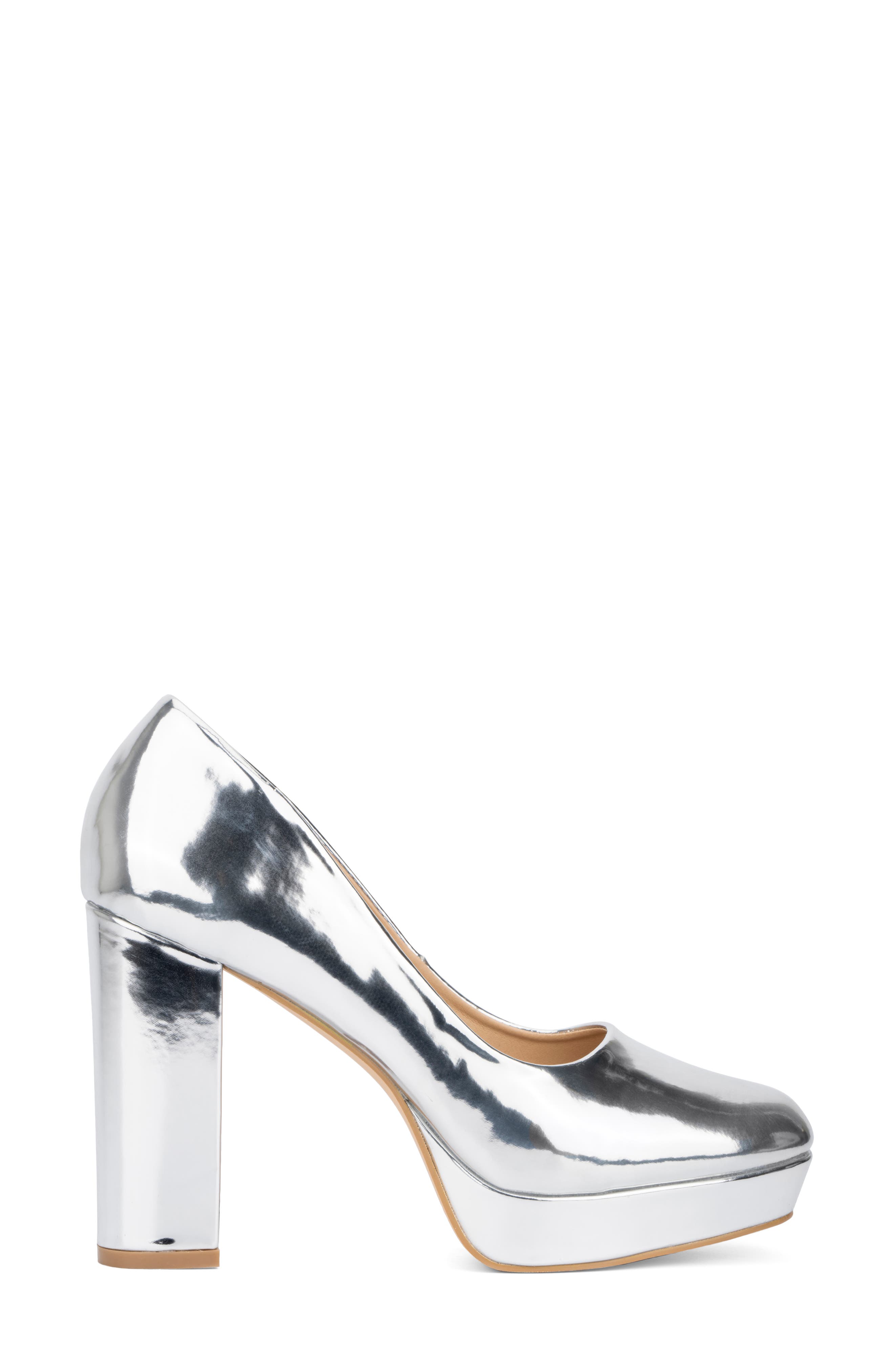 NEW YORK AND COMPANY Nancy Platform Pump, Alternate, color, Silver