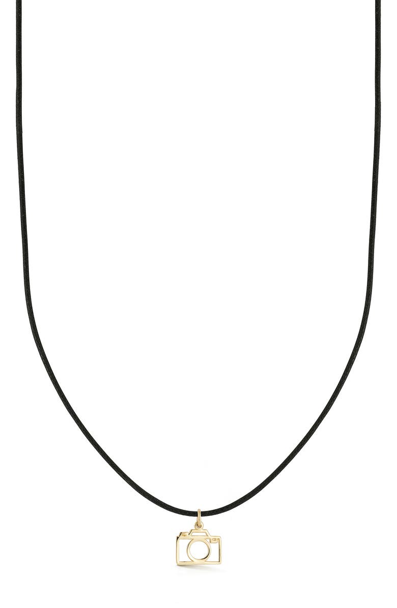 Ember Fine Jewelry Camera Pendant Necklace, Main, color, Gold
