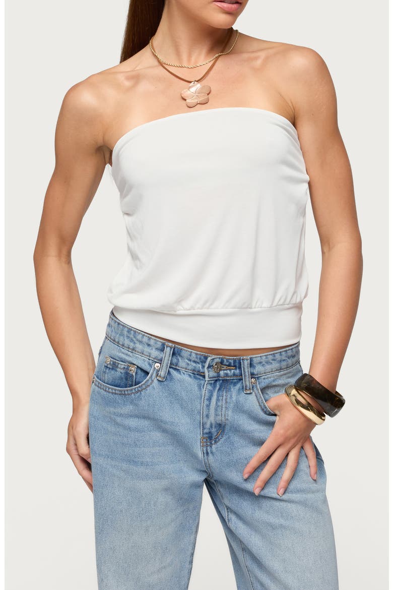 Lanah Strapless Back Cutout Top, Main, color, WHITE