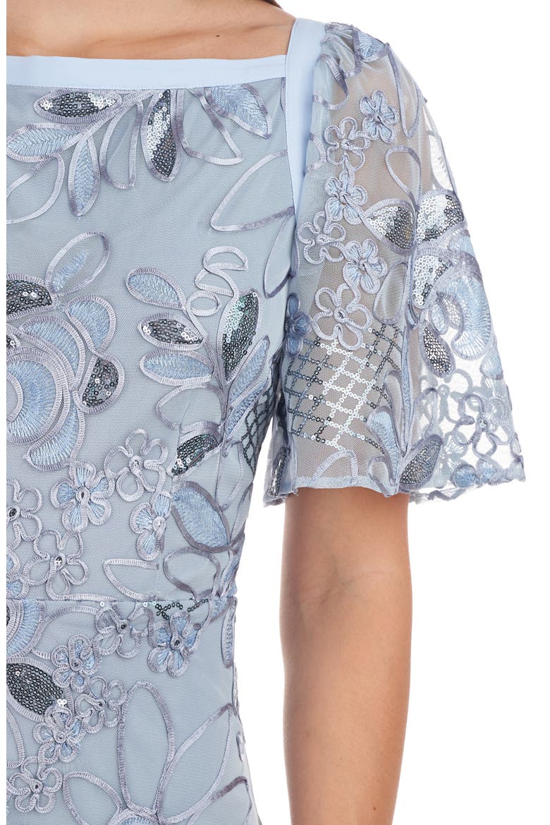 Yvonne Sequin Flutter Sleeve A-Line Gown, Alternate, color, SLATE