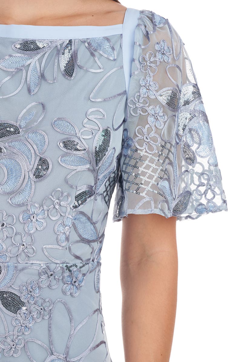 JS Collections Yvonne Sequin Flutter Sleeve A-Line Gown, Alternate, color,