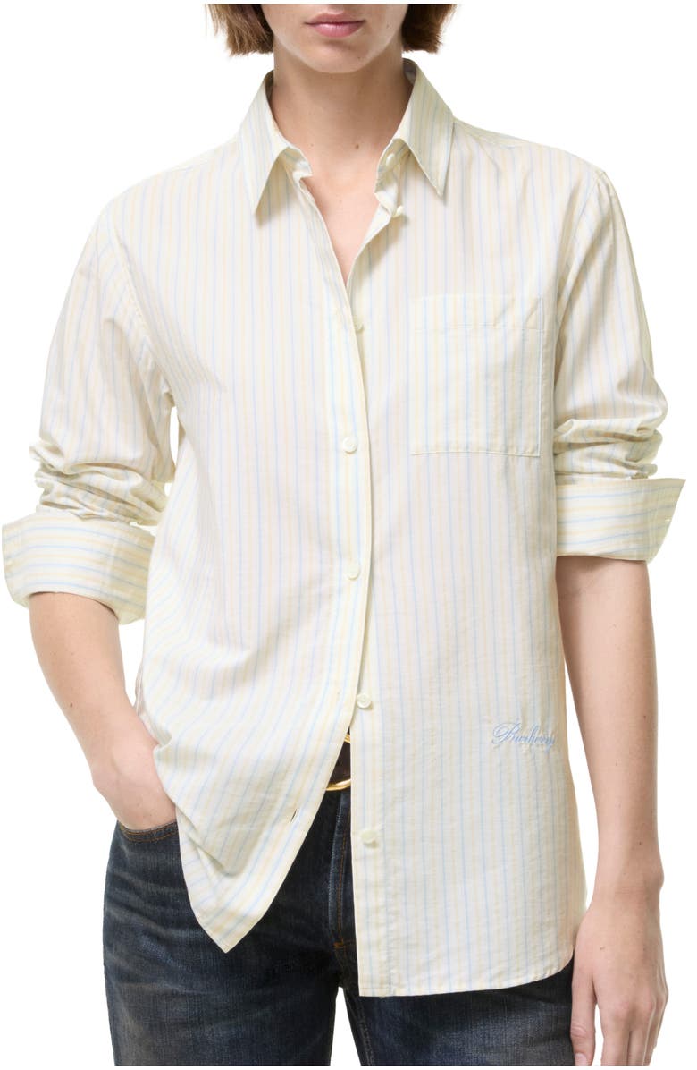 Burberry Classic Fit Striped Silk Cotton Shirt, Main, color,