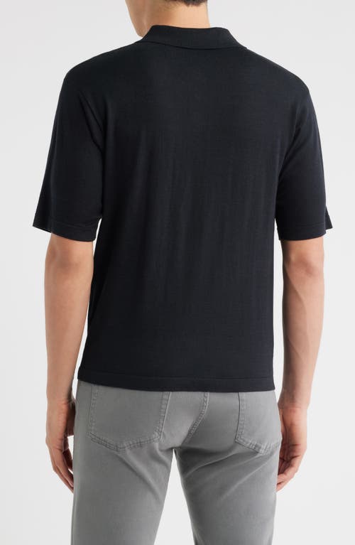 Frame Cotton Pique Polo In Black