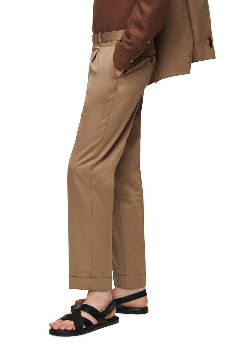 Slim Fit Virgin Wool & Cotton Pants, Alternate, color, BROWN