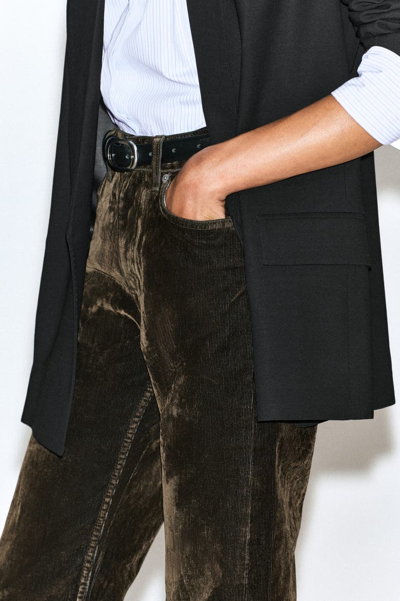 Chord Corduroy Straight-Leg Jeans, Alternate, color, BROWN